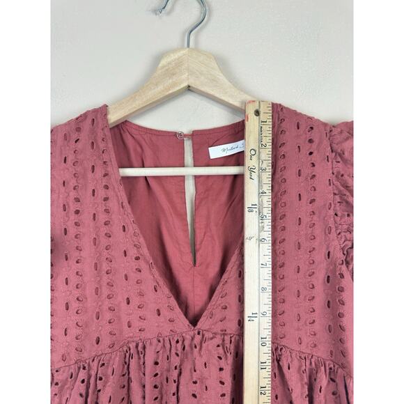 Mustard Seed Rust Eyelet Romper Dress Women’s S Terracotta Ruffle Boho Playsuit - Picture 14 of 16